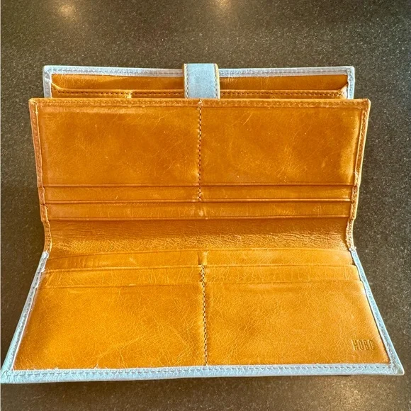 HOBO Light Blue Leather Clutch with Gold Accents - Picture 4 of 8